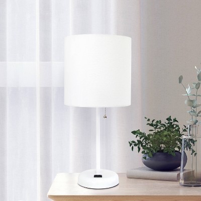 Creekwood Home Oslo 19.5" Power Outlet Base Metal Table Desk Lamp with Shade