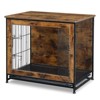 FCH Disassembled and Assembled, Rotten Wood Color, Melamine-coated Particleboard, Double-door, with Tray and Cushion, Cat and Dog Cage Side Table - 3 of 4