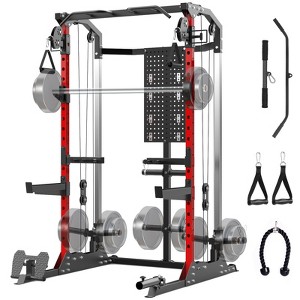 Multi-Function Power Cage, Power Rack with Dual Independent Pulley System, 2000LB Capacity Workout Cage, Squat Rack for Home Gym - 1 of 4