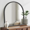 Solid Wood Straight Edge Right Angle Arch Black Wall Mirror 90x80x2cm (Double-sided Mounting) - 2 of 4