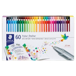 60pk Porous Point Pens Triplus Fineliner Multiple Colored Ink - Staedtler: Fine Point Art & Journaling Pens, 60 Count - 1 of 4