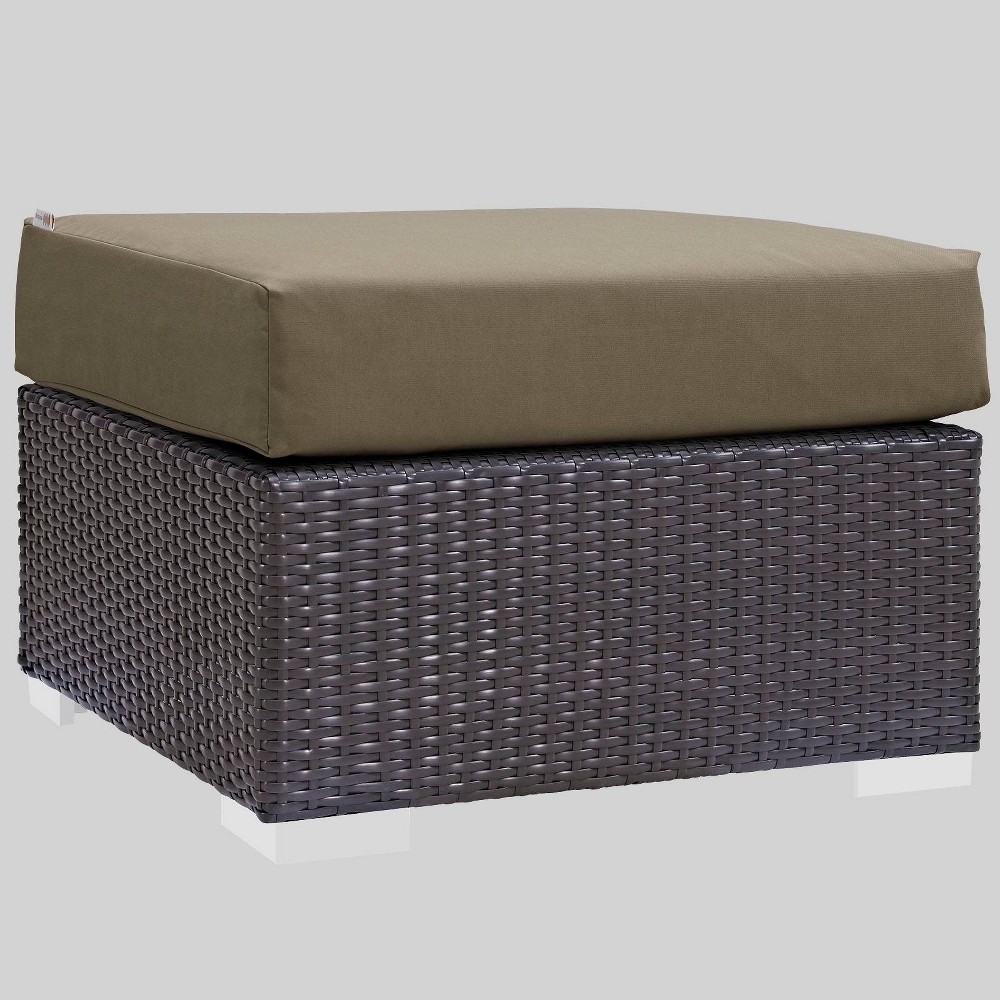Convene Outdoor Patio Fabric Square Ottoman - Mocha - Modway