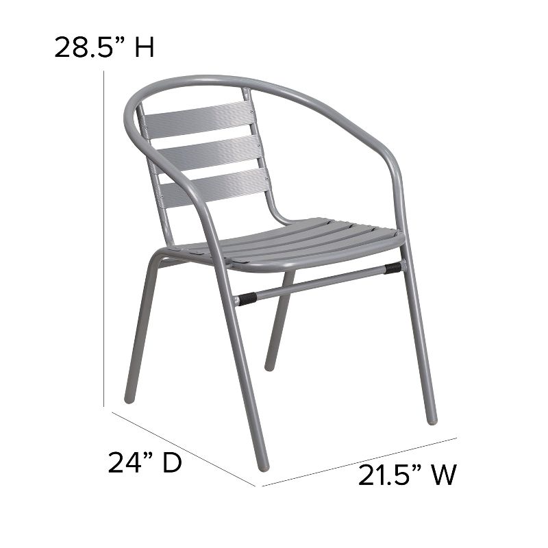 Emma and Oliver 4 Pack Metal Restaurant Stack Chair with Aluminum Slats, 5 of 12
