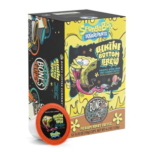 Bones Coffee Company Bikini Bottom Brew 12ct Pineapple Upside Down Cake Flavor Single-Serve Bones Cups Coffee Pods - 1 of 4