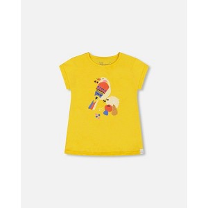 Deux par Deux Girl Organic Cotton Tee Yellow and Birds - 1 of 4