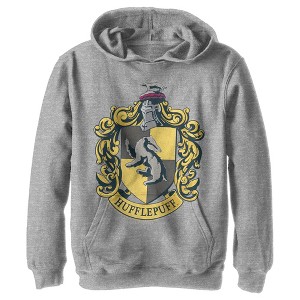 Boy's Harry Potter Hufflepuff Gold Crest Pull Over Hoodie - 1 of 4