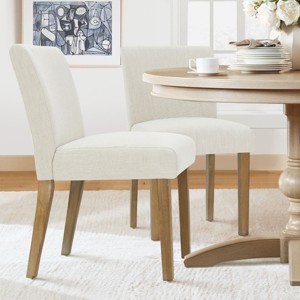 Upholstered Armless Dining Chairs Set of 2, Parsons Dining Room Chairs with Wood Legs, Linen Padded Kitchen Chairs for Dining Room - Panipeachy - 1 of 4