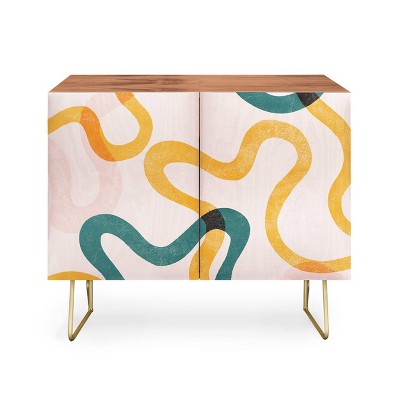 ThirtyOne Illustrations Streamers Gold Legged Credenza - Deny Designs