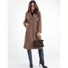 Women Elegant Notched Collar Double Breasted Overcoat with Tie Belt Trench Coat Fall Winter - 2 of 3