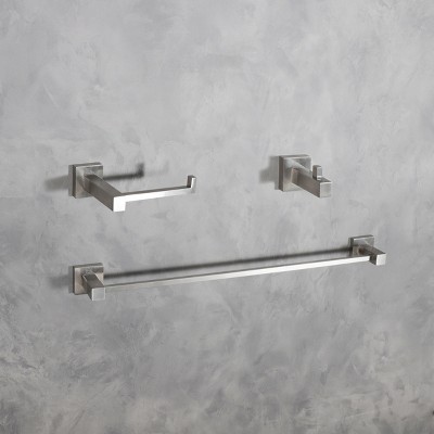 Brushed Nickel 3-Piece Stainless Steel Bathroom Hardware Set