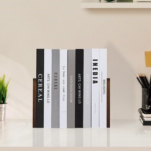 ACEPANO 2-Piece Small-Size Upgraded Decorative Durable Non-Slip Bookends-Walnut - 1 of 4