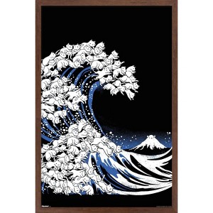 Trends International Tobe Fonseca - Kanagawa Cat Wave Framed Wall Poster Prints - 1 of 4