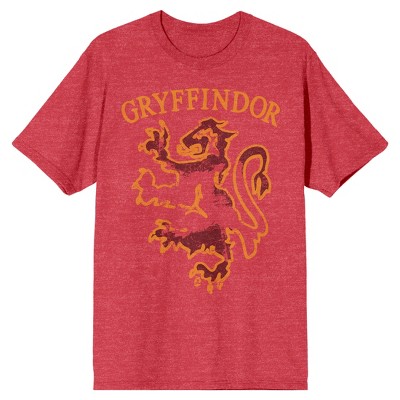 Harry Potter Gryffindor Lion Emblem Men's Red Heather T-Shirt