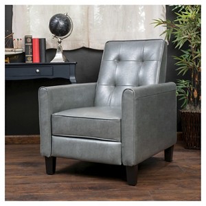 Christopher Knight Home Ethan Tufted Bonded Leather Recliner Chair - Dark Gray: Upholstered, Hardwood Frame, Foam Fill - 1 of 4