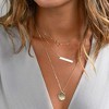 Turandoss Dainty Layered Choker Necklace, Handmade Plated Y Pendant Multilayer Bar Disc Necklace Adjustable Layering Choker for Women - 3 of 4