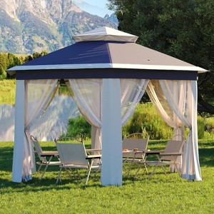 13x13 FT Hexagon Pop Up Gazebo w/ Mesh Windows, Instant Setup Canopy Tent for Outdoor Patio, Backyard, Garden & Events,w/Carry Bag, Adjustable Height - 1 of 4