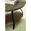 Vynxaria Modern Style Oval Cocktail Table - Brown, Oak Veneers & Shaped Metal Tube, Planked Tops, Low-Sheen Burnish & Powder-Coat Legs - 4 of 4