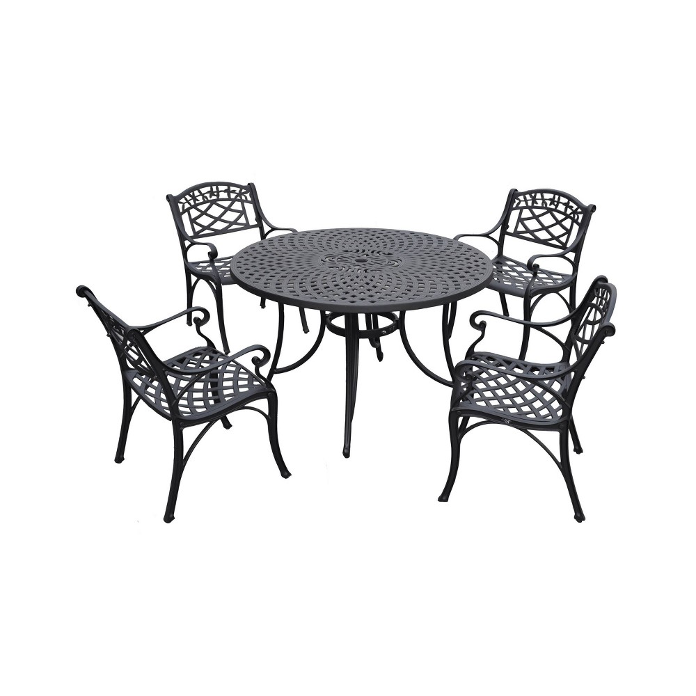Photos - Garden Furniture Crosley Sedona 46" 5pc Outdoor Dining Set with Armchairs - Black  