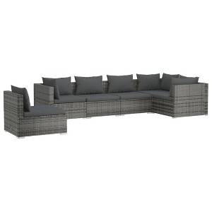 vidaXL Outdoor Lounge Set - Durable 6 Piece Patio Furniture with Cushions - Modular and Flexible Design - Gray Poly Rattan and Powder-Coated Steel. - 1 of 4