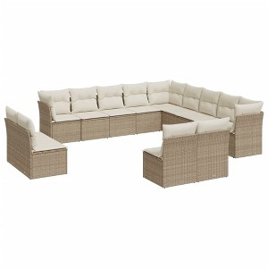 vidaXL Garden Sofa Set Beige, Cream White - 1 of 4