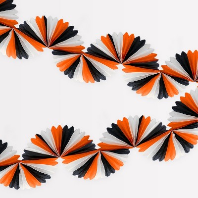 Meri Meri Black & Orange Stripe Honeycomb Garland (9' with excess cord - Pack of 1)
