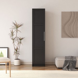 Okak Elegent Tall Cabinet, Storage Cabinet with 1 Doors and 4 Shelves, Kitchen Cabinet for Living Room, Hallway and Office, Black - 1 of 4