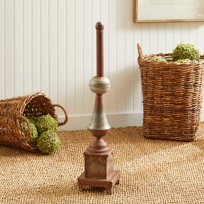 Rustic Brown Weathered Iron Ornate Finial