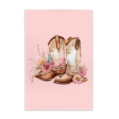 Stupell Industries Floral Pink Cowgirl Boots, 10" x 15"