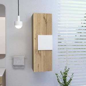 Medicine 38H" Single Door Cabinet, Three Shelves, Light Oak / White - 1 of 4