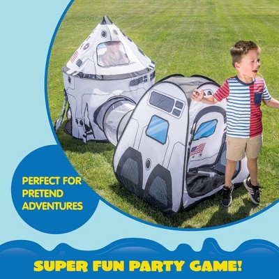 White Rocket Ship Pop Up Play Tent with Tunnel and Playhouse