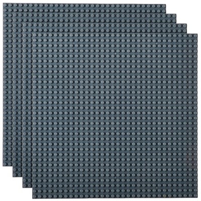 Strictly Briks Stackable Baseplates, For Building Bricks, Bases for Tables, Mats, Gray, 4 Pack, 10x10 Inches