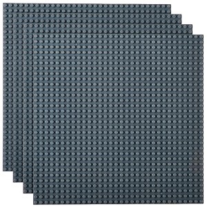 Strictly Briks Stackable Baseplates, For Building Bricks, Bases for Tables, Mats, Gray, 4 Pack, 10x10 Inches - 1 of 4