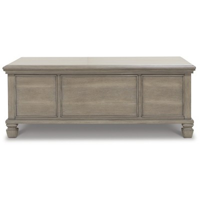 Gray Rectangular Wood Coffee Table with Storage