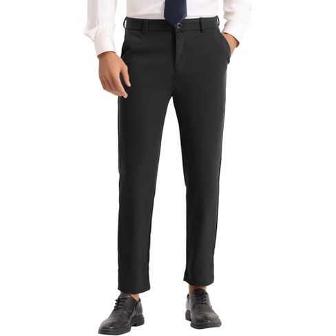 Lars Amadeus Men's Slim Fit Dress Solid Color Flat Front Formal Trouser ...