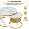 Nesting Coffee Table Set of 2, Brown Tempered Glass, High Gloss Marble Tabletop, 2 Drawers, Golden Frame, Round Center Table for Home, Office - 4 of 4