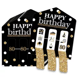 Big Dot of Happiness Adult 80th Birthday - Gold - Birthday Party Game Pickle Cards - Pull Tabs 3-in-a-Row - Set of 12