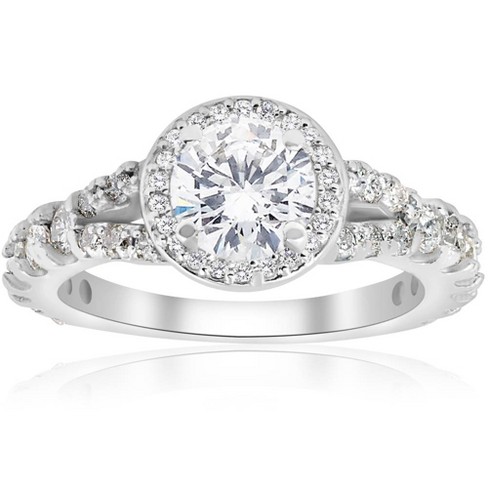 Pompeii3 1 1/4ct Halo Split Shank Diamond Engagement Ring 14k White ...