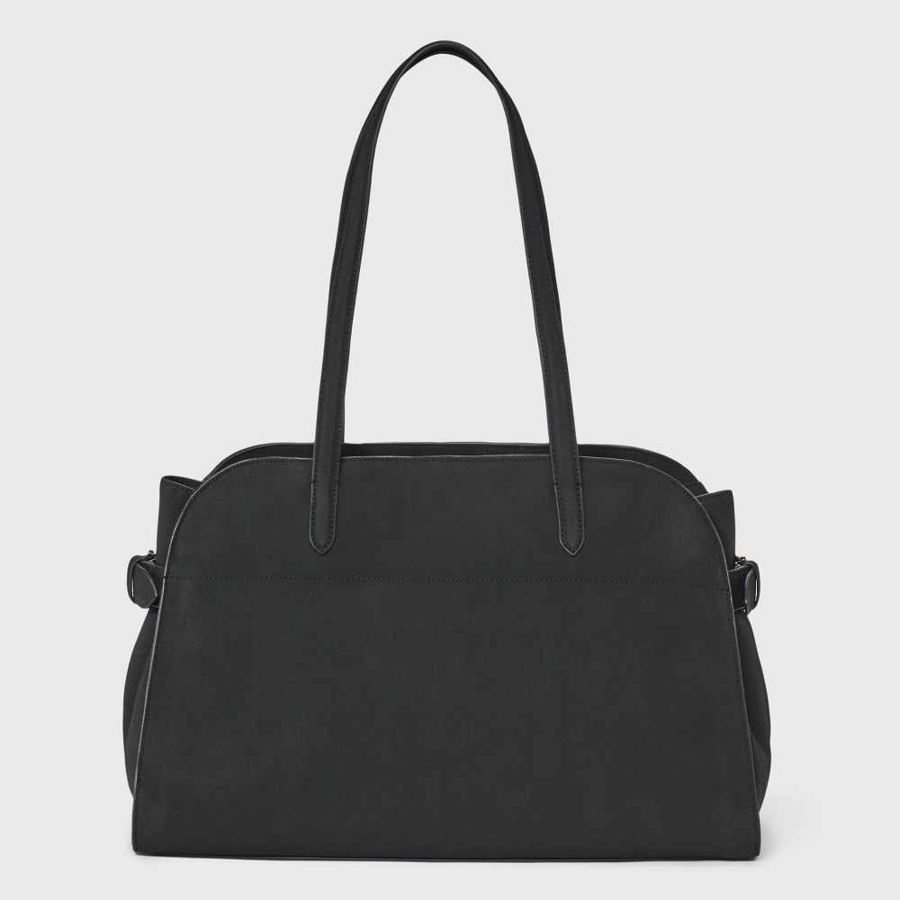 Solid Soft Satchel Handbag - A New Day™ Black: Double Shoulder Handles, Woven