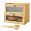 Double Bread Box, Bamboo Kitchen Countertop Organizer, Large Capacity Bread Rack With Window - 2 of 4