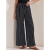INSPIRE CHIC Women's Casual Drawstring Stripe Wide Leg High Waist Cotton Loose Pants - 2 of 4