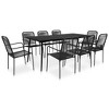 vidaXL Dining Set Black Cotton rope, powder-coated steel, tempered glass - 2 of 4