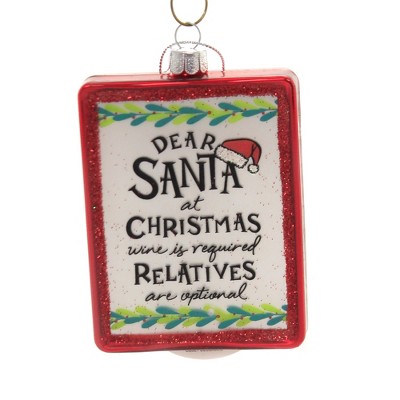 Holiday Ornaments 3.75" Dear Santa Wine Is Required Izzy & Oliver  -  Tree Ornaments
