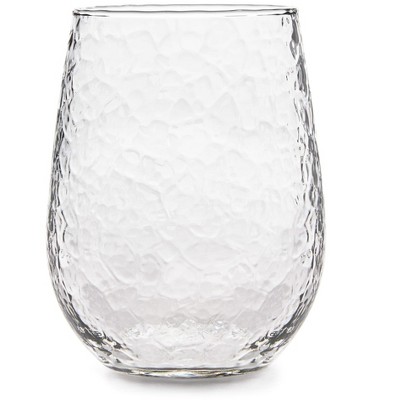 Libbey Hammered Clear Stemless All-Purpose Wine Glasses, Set of 8