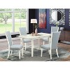 5-Piece Linen White Finish Solid Wood Top - Dining Room Set - Seats 4 - 2 of 4
