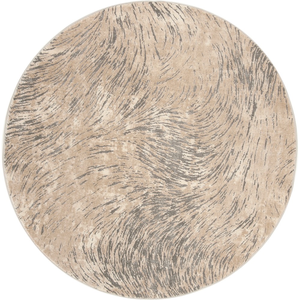 6'7in Wave Loomed Round Area Rug Ivory/Gray - Safavieh
