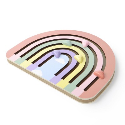 Wooden Sliding Maze Puzzle Rainbow - Bullseye's Playground™