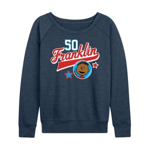 Women's - Peanuts - Franklin Athletic 50 Lightweight French Terry Wide Neck Long Sleeve Shirt - 1 of 4