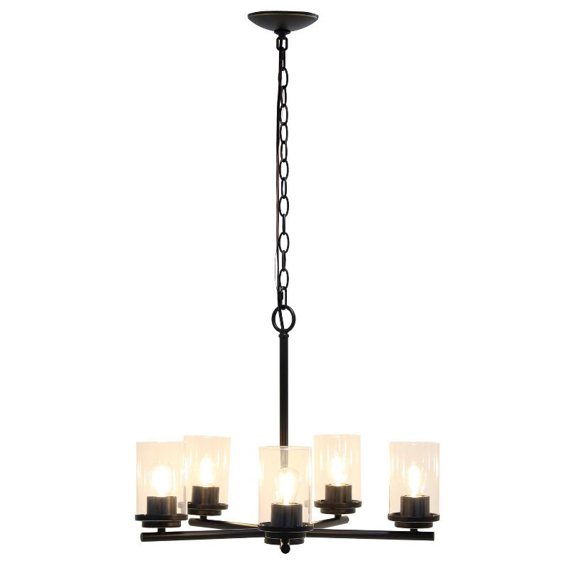5-Light 20.5" Classic Contemporary Clear Glass/Metal Hanging Pendant  - Lalia Home, 2 of 11