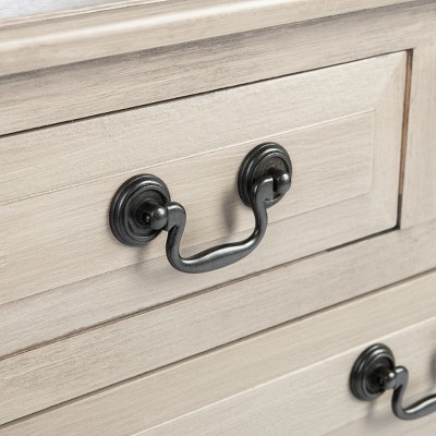 Greige Wood and Metal 3-Drawer Console Table with Storage