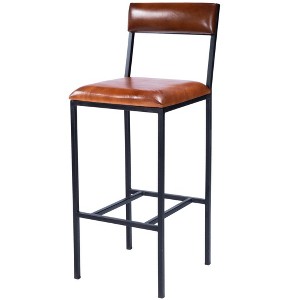 HomeRoots 32" Brown And Black Manufactured Wood And Iron Bar Chair - 1 of 4